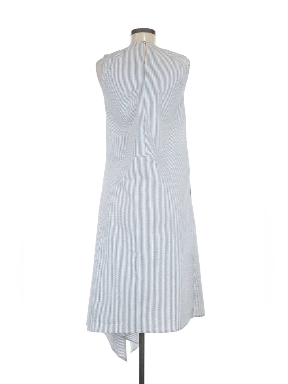 Sleeveless Black & White Striped Fit-and-Flare Assymetrical Dress - Picture 4 of 11